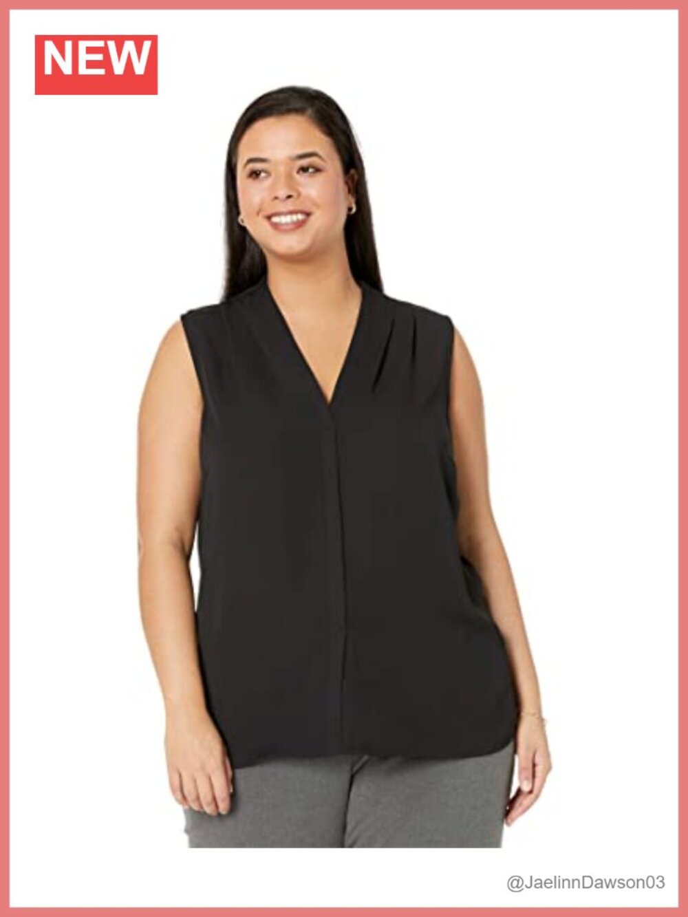 Sleeveless V-Neck Tank Top with Back Ruching & Faux Placket